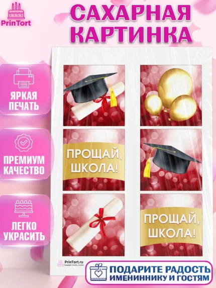 Сахарная картинка, Выпускной в школе, Школа, Выпускной, Последний звонок, Девочка, арт. PT104231