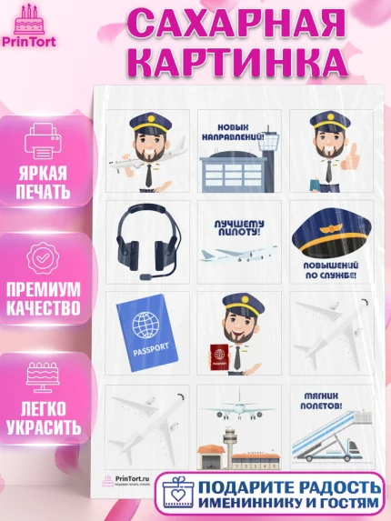 Сахарная картинка, Авиация, Самолеты, Мальчик, День гражданской авиации, арт. PT104387