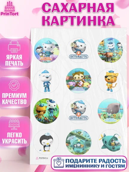Сахарная картинка, Октонавты, Девочка, День рождения, арт. PT104657