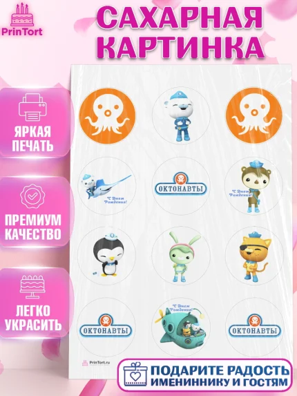 Сахарная картинка, Октонавты, Девочка, День рождения, арт. PT104660