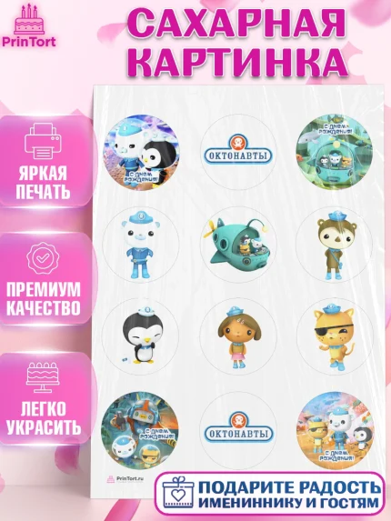 Сахарная картинка, Октонавты, Девочка, День рождения, арт. PT104664