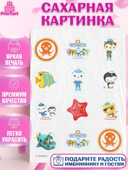 Сахарная картинка, Октонавты, Девочка, День рождения, арт. PT104666