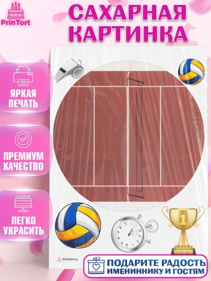 Сахарная картинка, Волейбол, Волейболист, Мальчик, День рождения, арт. PT104911