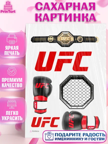 Сахарная картинка, Бои без правил UFC, ЮФС, Мальчик, День рождения, арт. PT105010