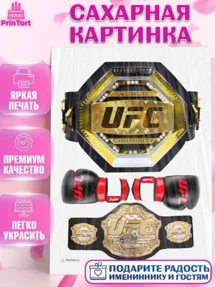 Сахарная картинка, Бои без правил UFC, ЮФС, Мальчик, День рождения, арт. PT105017