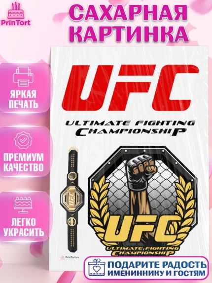 Сахарная картинка, Бои без правил UFC, ЮФС, Мальчик, День рождения, арт. PT105019