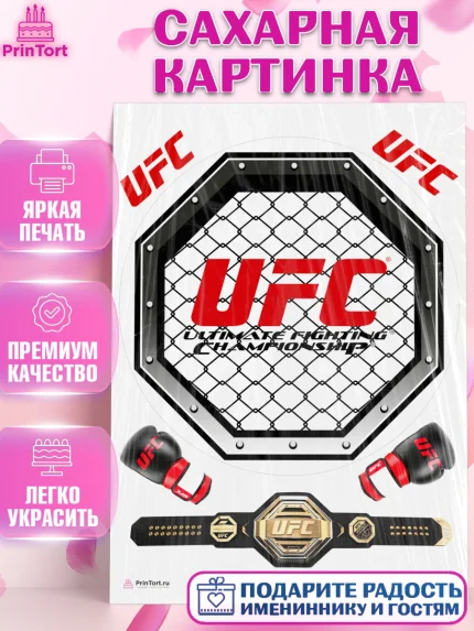 Сахарная картинка, Бои без правил UFC, ЮФС, Мальчик, День рождения, арт. PT105020