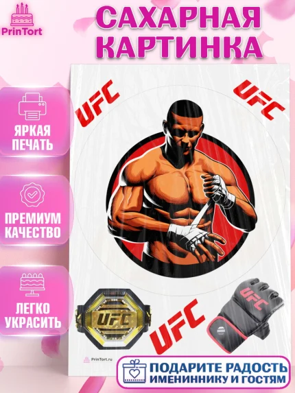 Сахарная картинка, Бои без правил UFC, ЮФС, Мальчик, День рождения, арт. PT105025