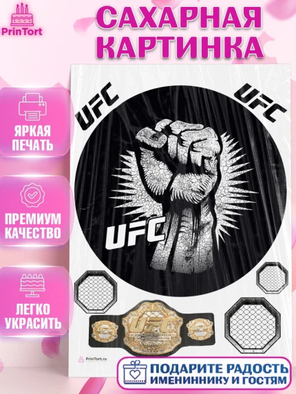 Сахарная картинка, Бои без правил UFC, ЮФС, Мальчик, День рождения, арт. PT105026