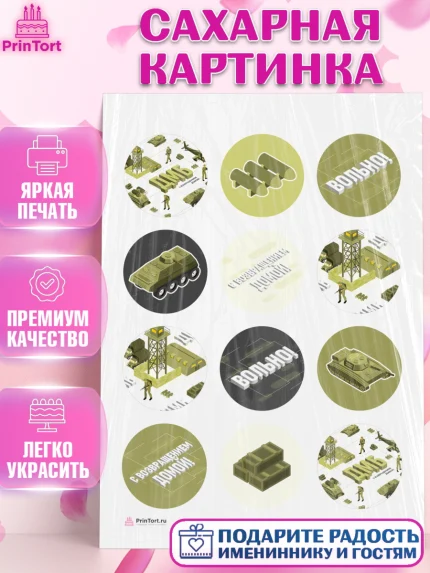 Сахарная картинка, Дембель, ДМБ, Мальчик, Демобилизация, арт. PT105675