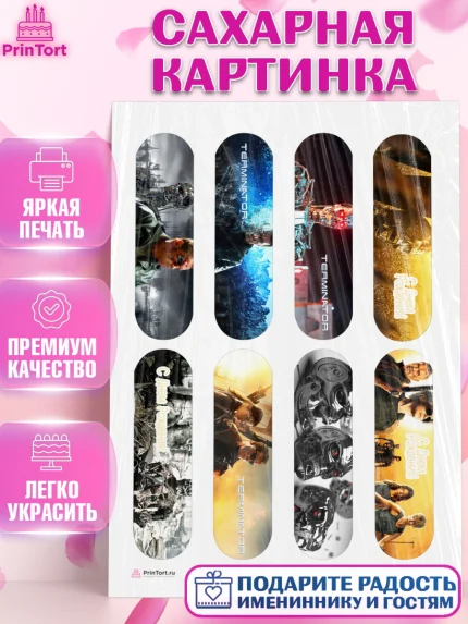 Сахарная картинка, Терминатор, Девочка, День рождения, арт. PT105747