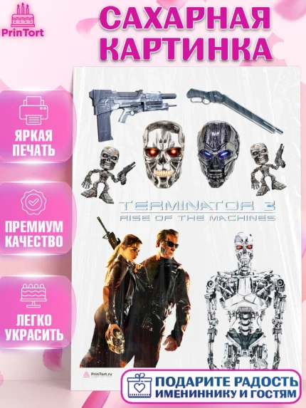 Сахарная картинка, Терминатор, Девочка, День рождения, арт. PT105750