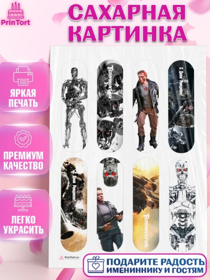Сахарная картинка, Терминатор, Девочка, День рождения, арт. PT105752