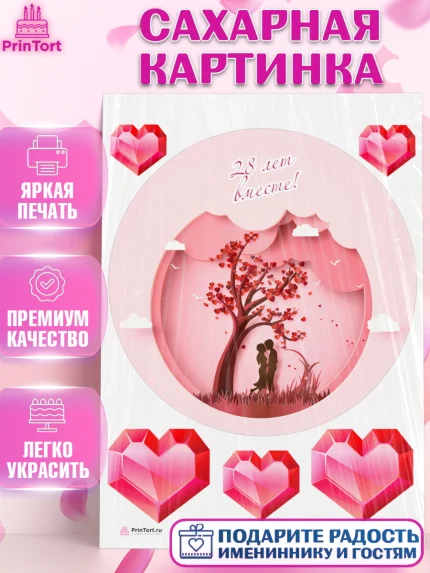 Сахарная картинка, Годовщина свадьбы, Никелевая Свадьба, Девушка, 28 лет, арт. PT106141
