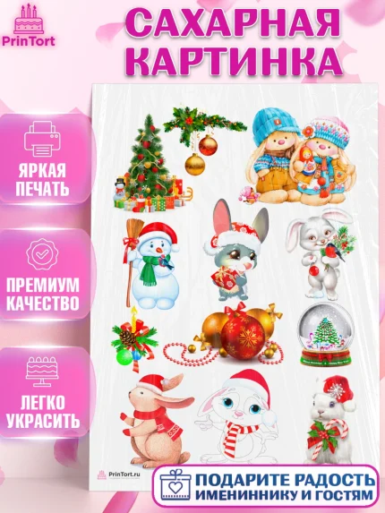 Сахарная картинка, Новый год, Девочка, арт. PT106447