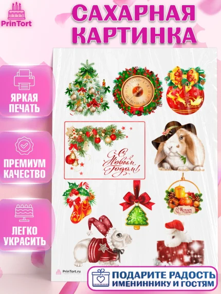 Сахарная картинка, Новый год, Девочка, арт. PT106449