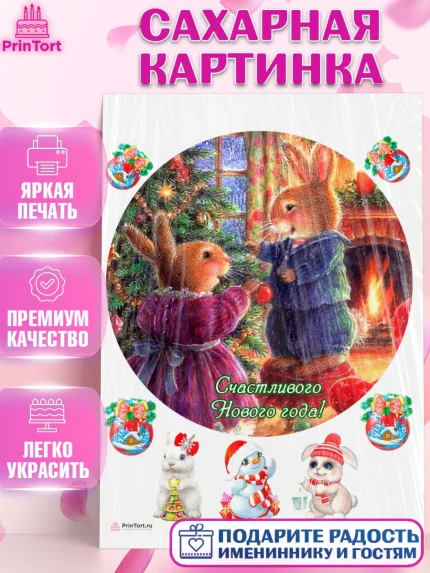 Сахарная картинка, Новый год, Девочка, арт. PT106450