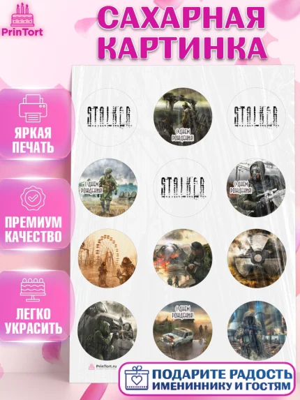 Сахарная картинка, Сталкер, Stalker, Мальчик, День рождения, арт. PT106699