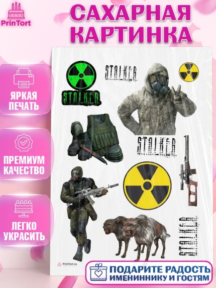 Сахарная картинка, Сталкер, Stalker, Мальчик, День рождения, арт. PT106700