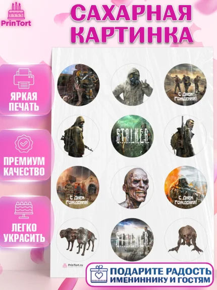 Сахарная картинка, Сталкер, Stalker, Мальчик, День рождения, арт. PT106708