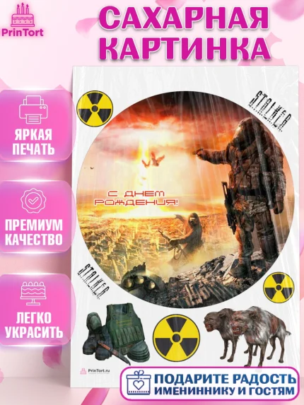 Сахарная картинка, Сталкер, Stalker, Мальчик, День рождения, арт. PT106716