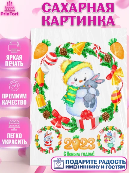 Сахарная картинка, Новый год, Девочка, арт. PT106864