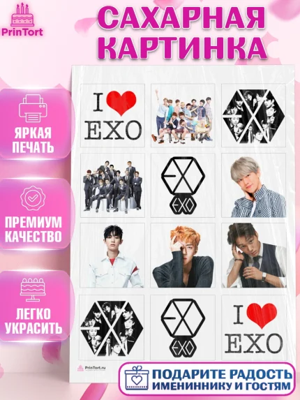 Сахарная картинка, EXO, Девочка, День рождения, арт. PT107079