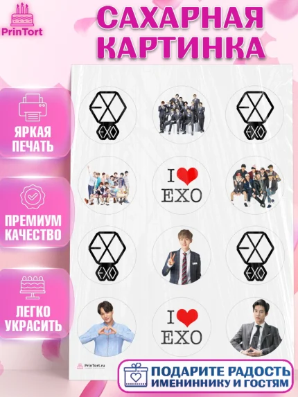 Сахарная картинка, EXO, Девочка, День рождения, арт. PT107080