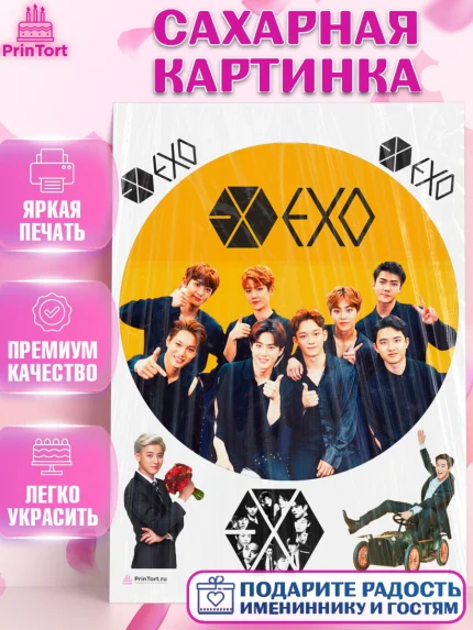Сахарная картинка, EXO, Девочка, День рождения, арт. PT107082