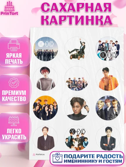 Сахарная картинка, EXO, Девочка, День рождения, арт. PT107087