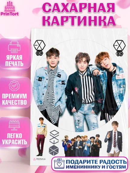 Сахарная картинка, EXO, Девочка, День рождения, арт. PT107092