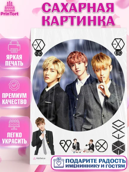 Сахарная картинка, EXO, Девочка, День рождения, арт. PT107093