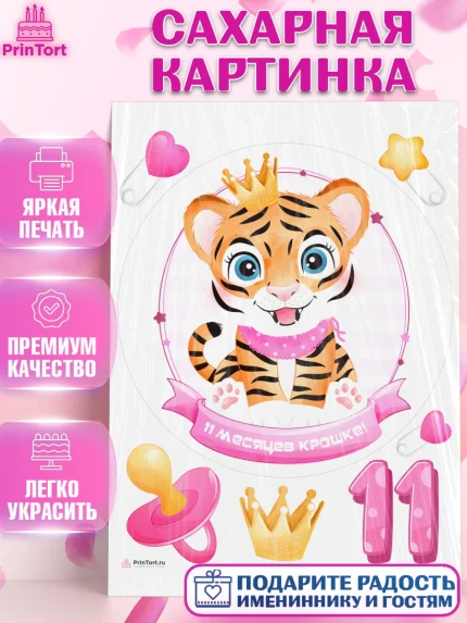 Сахарная картинка, Девочке 11 мес, Девочка, 11 месяцев, День рождения, арт. PT107658