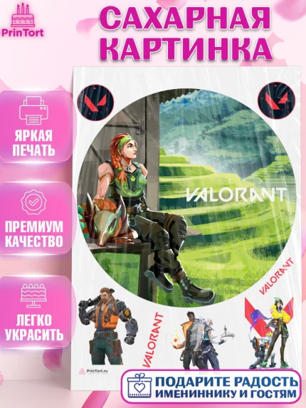 Сахарная картинка, Валорант, Valorant, Мальчик, День рождения, арт. PT108544