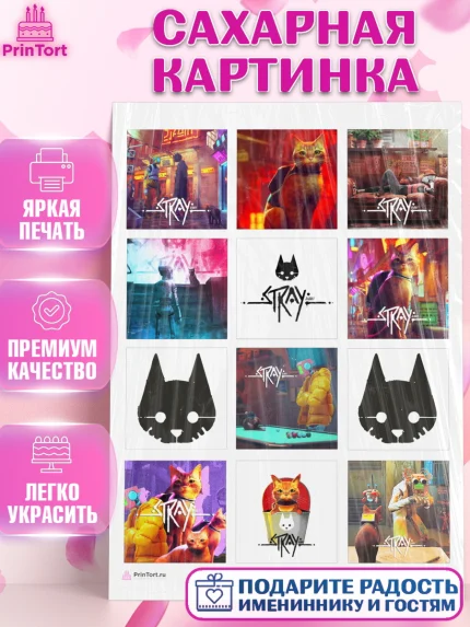 Сахарная картинка, Стрэй, Stray, Мальчик, День рождения, арт. PT109017