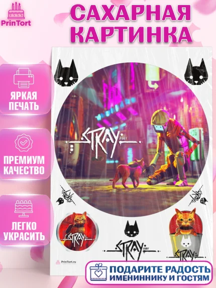 Сахарная картинка, Стрэй, Stray, Мальчик, День рождения, арт. PT109025