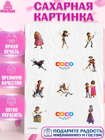 Сахарная картинка, Тайна Коко, Девочка, День рождения, арт. PT109029