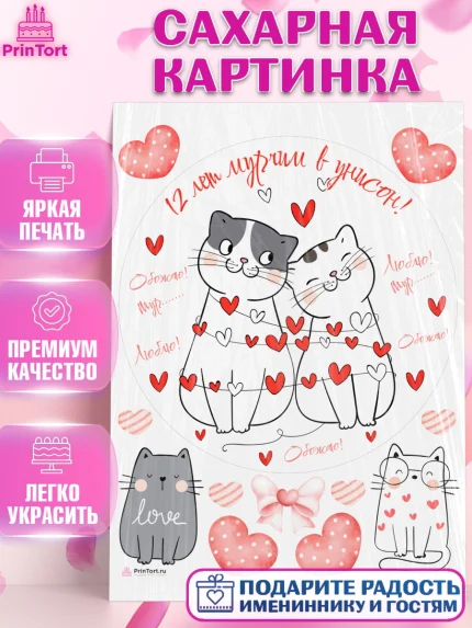 Сахарная картинка, Годовщина свадьбы, Никелевая Свадьба, Девушка, 12 лет, арт. PT109305