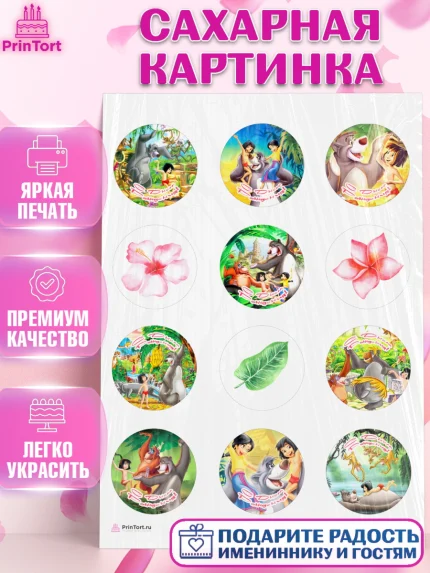 Сахарная картинка, Маугли, Девочка, День рождения, арт. PT109324