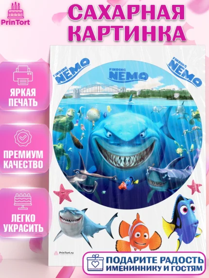 Сахарная картинка, В поисках Немо, Девочка, День рождения, арт. PT109358