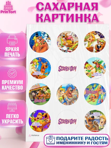 Сахарная картинка, Скуби-Ду, Девочка, День рождения, арт. PT109360