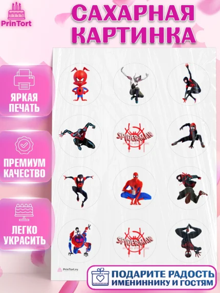 Сахарная картинка, Человек-паук, Супергерои, Мальчик, День рождения, арт. PT109465