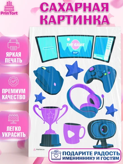 Сахарная картинка, Геймер, Киберспорт, Мальчик, День рождения, арт. PT109612