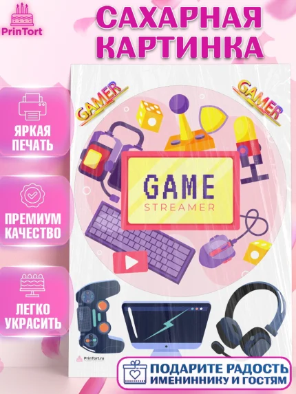Сахарная картинка, Геймер, Киберспорт, Мальчик, День рождения, арт. PT109624