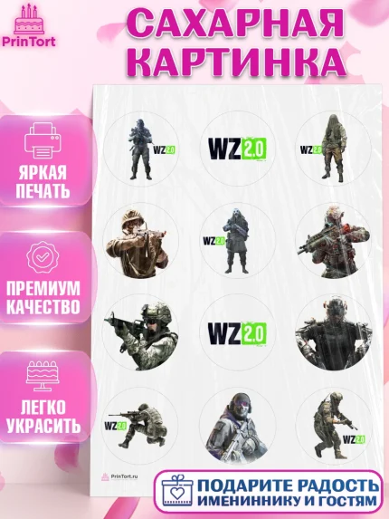 Сахарная картинка, Варзон, Warzone 2.0, Мальчик, День рождения, арт. PT109631