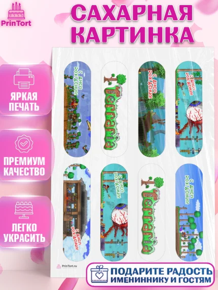 Сахарная картинка, Террария, Terraria, Девочка, День рождения, арт. PT109725