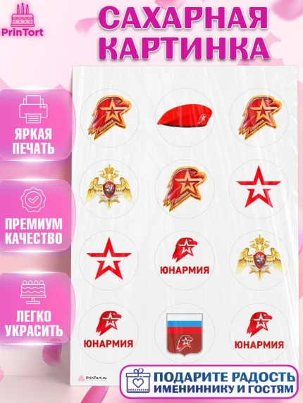Сахарная картинка, Юнармия, Девочка, День рождения, арт. PT110310