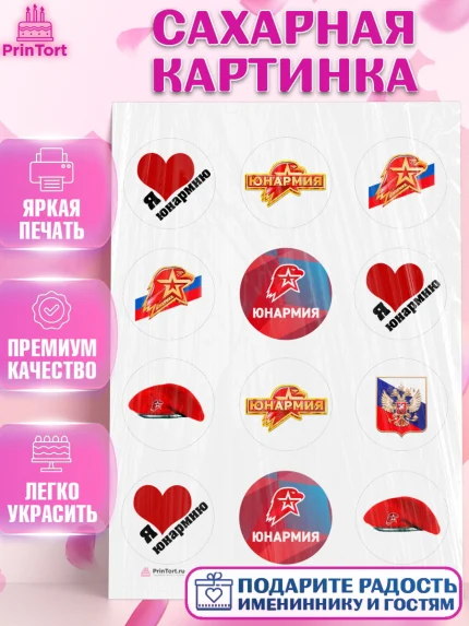 Сахарная картинка, Юнармия, Девочка, День рождения, арт. PT110322