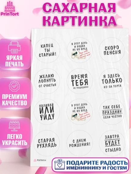 Сахарная картинка, Мужчине, Мальчик, День рождения, арт. PT110512