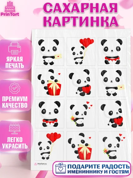 Сахарная картинка, Панда, Животные, Девочка, День рождения, арт. PT111411